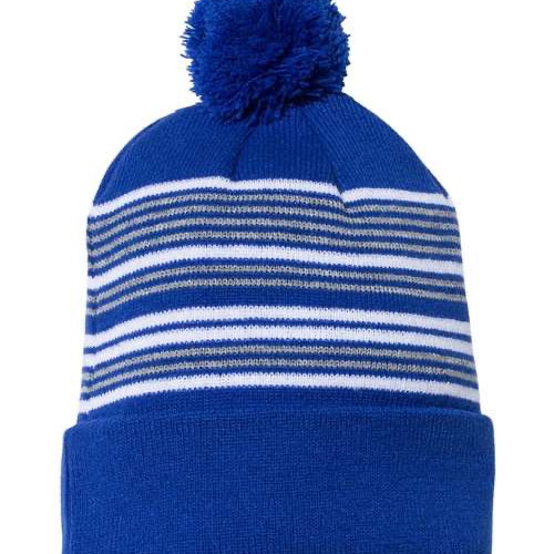 Sportsman 12" Striped Pom-Pom Cuffed Beanie