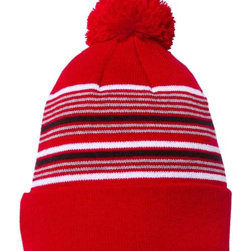 Sportsman 12" Striped Pom-Pom Cuffed Beanie