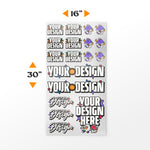 16 by 30 inch customizable DTF Gang Sheet with placeholder designs